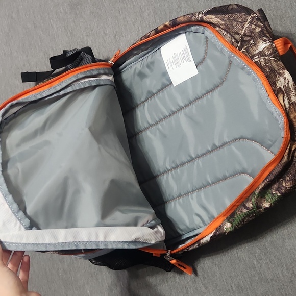 ULINE Camo Camouflage Hiking Hunting Camping Orange Bag School Travel Backpack - Picture 15 of 17